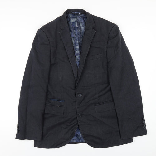Fellini Mens Blue Polyester Jacket Blazer Size 38 Regular