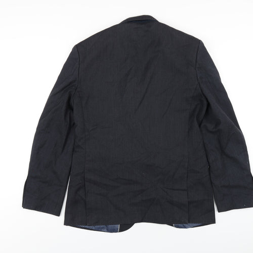 Fellini Mens Blue Polyester Jacket Blazer Size 38 Regular