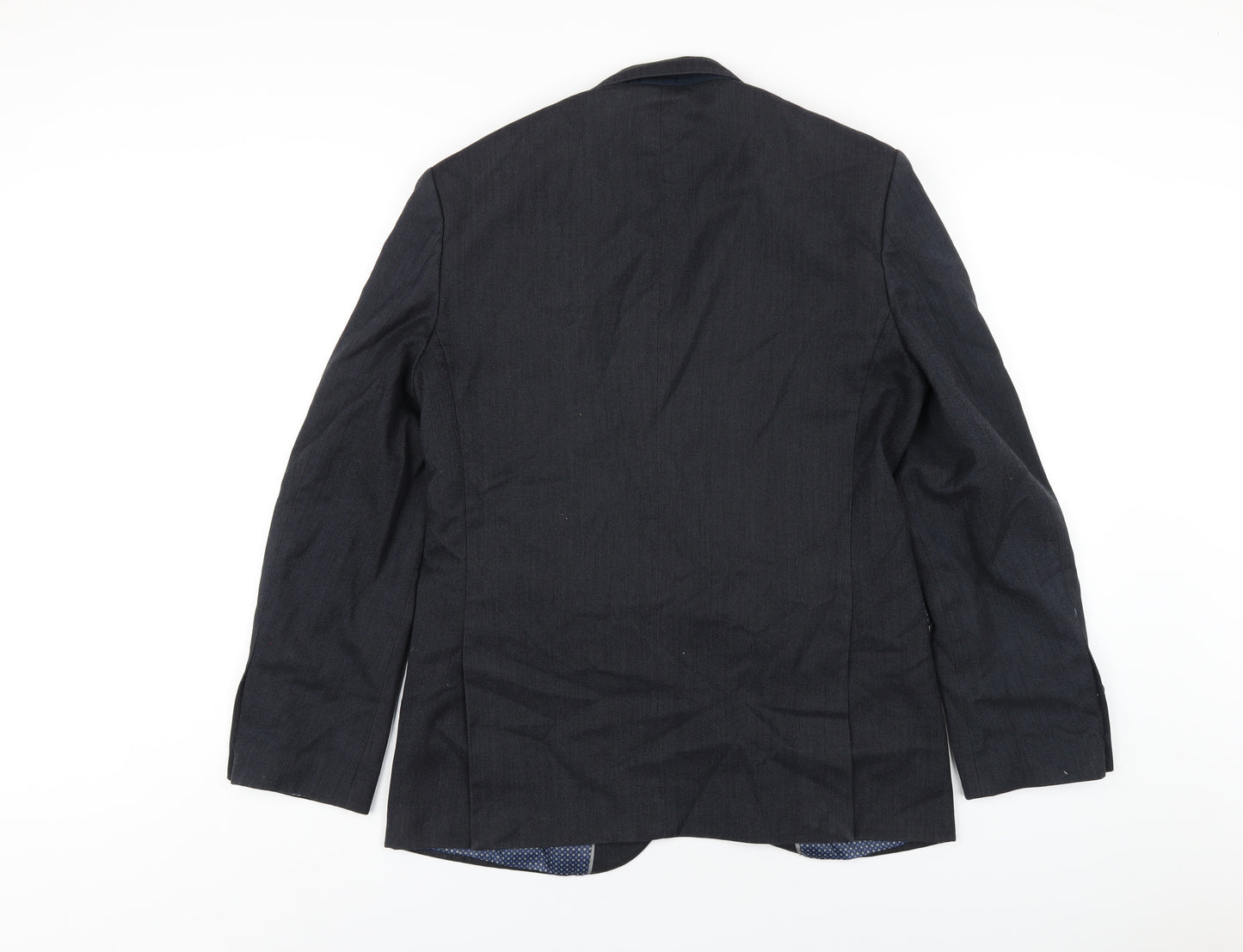 Fellini Mens Blue Polyester Jacket Blazer Size 38 Regular
