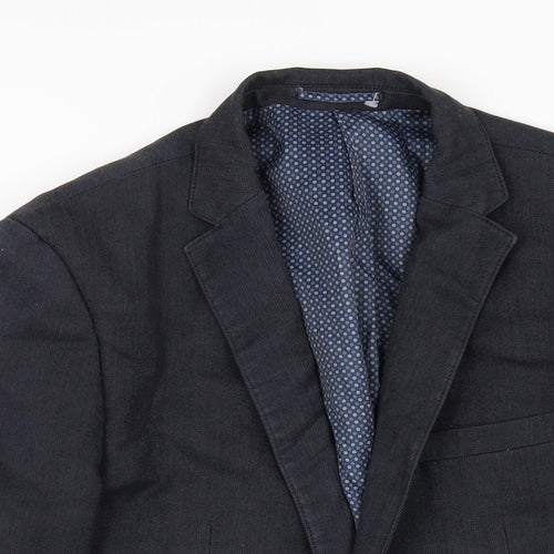 Fellini Mens Blue Polyester Jacket Blazer Size 38 Regular