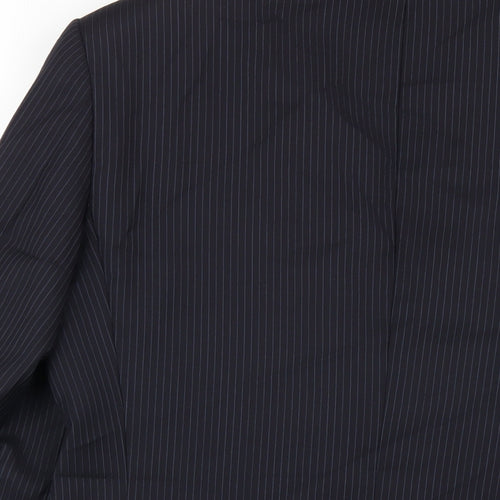 Linea Mens Blue Striped Wool Jacket Blazer Size 38 Regular