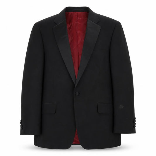 Front view of Charlton Gray men’s black polyester jacket blazer, size 40, regular
