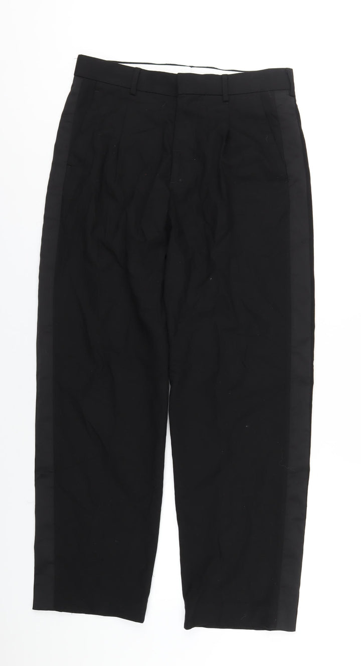 H&M Mens Black Polyester Tuxedo Suit Trousers Size 46 Regular
