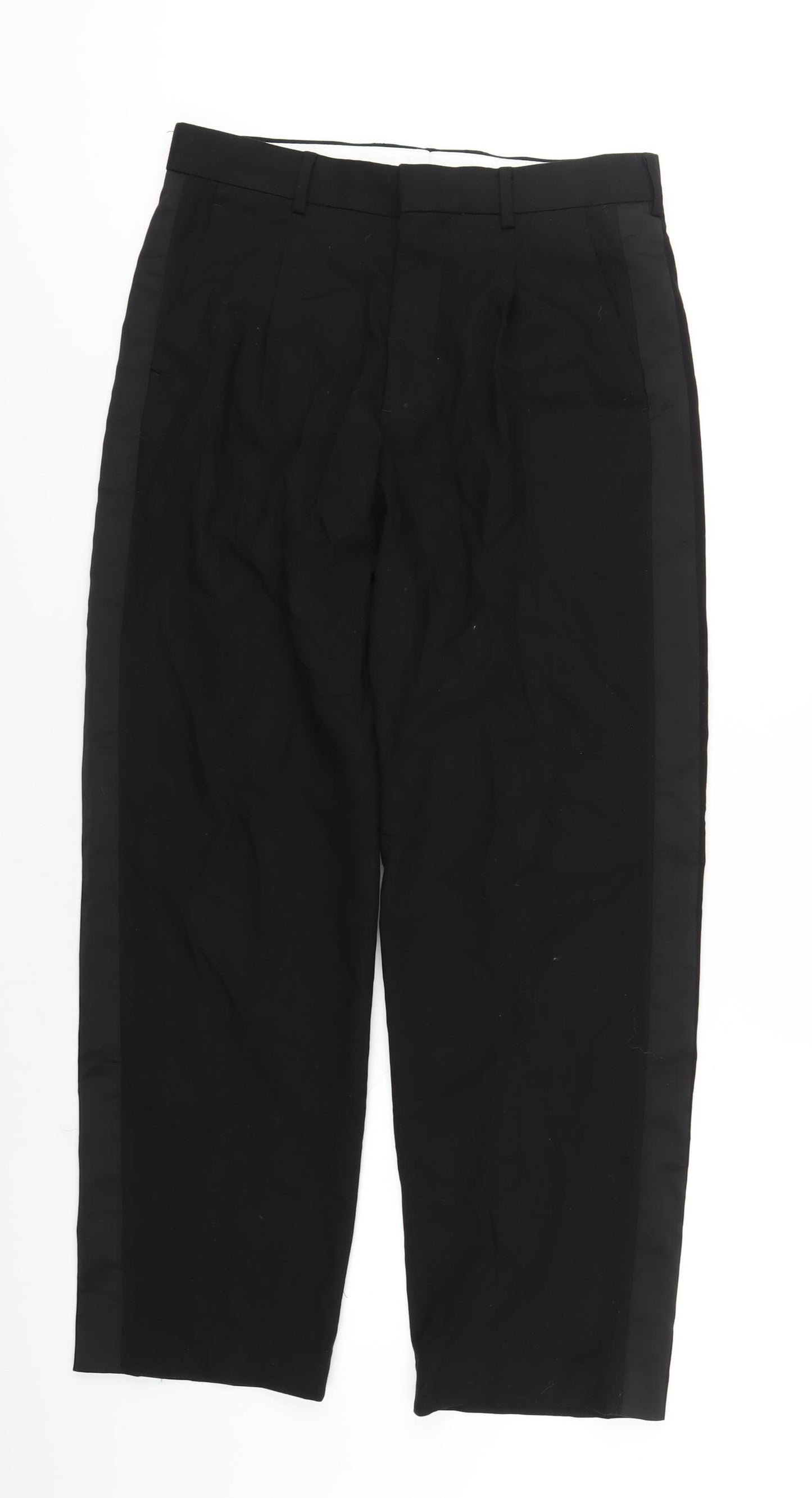 H&M Mens Black Polyester Tuxedo Suit Trousers Size 46 Regular