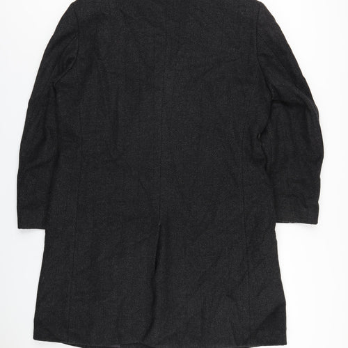 Greenwoods Mens Grey Overcoat Coat Size L Button