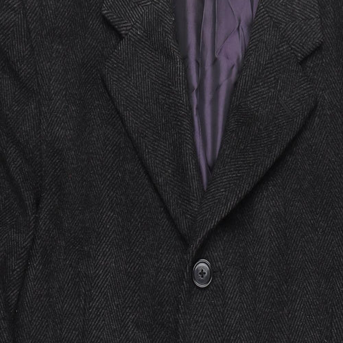 Greenwoods Mens Grey Overcoat Coat Size L Button