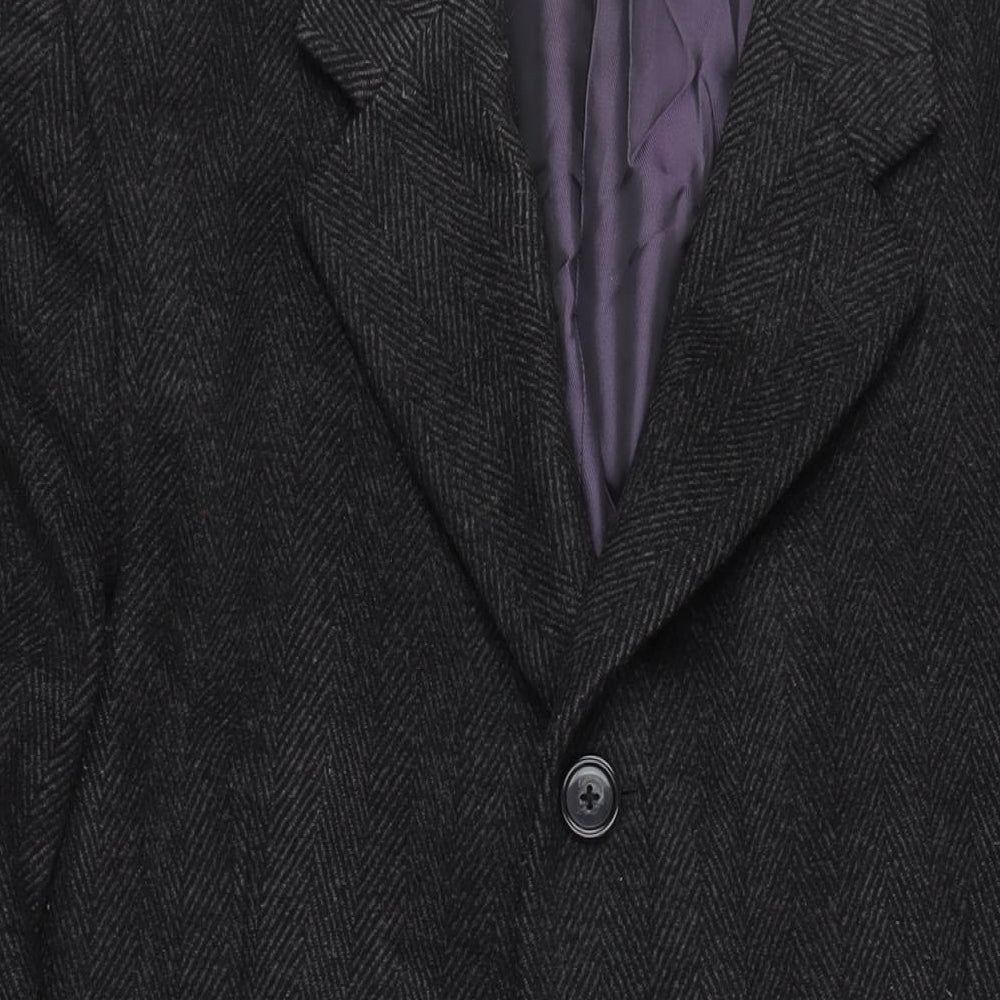Greenwoods Mens Grey Overcoat Coat Size L Button