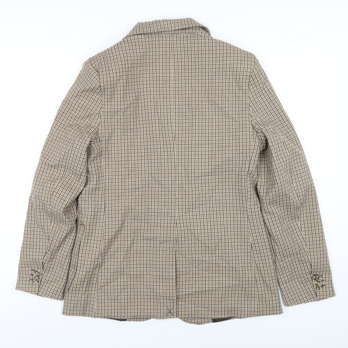 Pull&Bear Womens Brown Plaid Jacket Blazer Size S Button