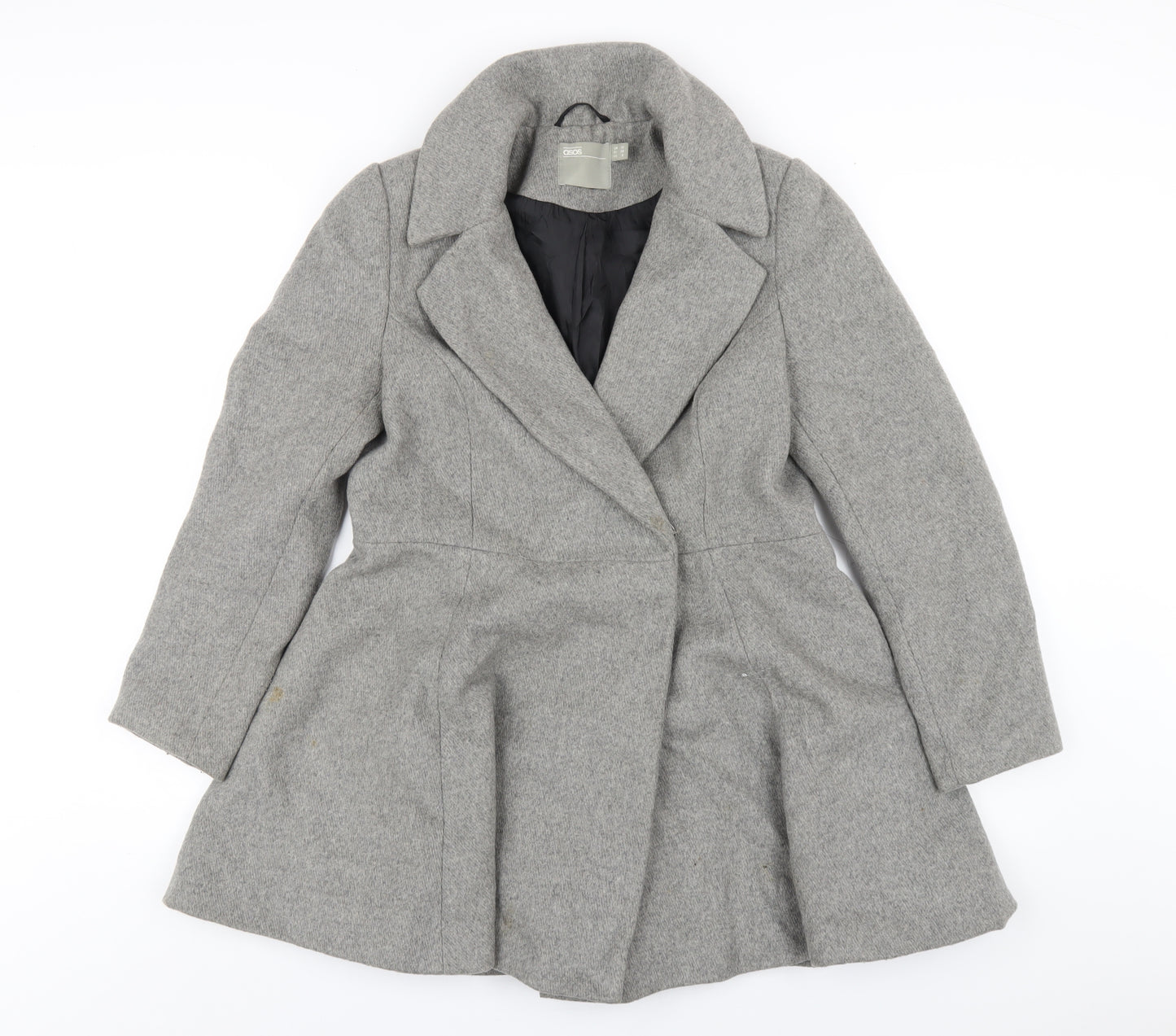 ASOS Womens Grey Pea Coat Coat Size 10 Button