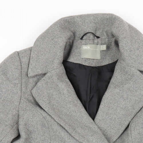 ASOS Womens Grey Pea Coat Coat Size 10 Button