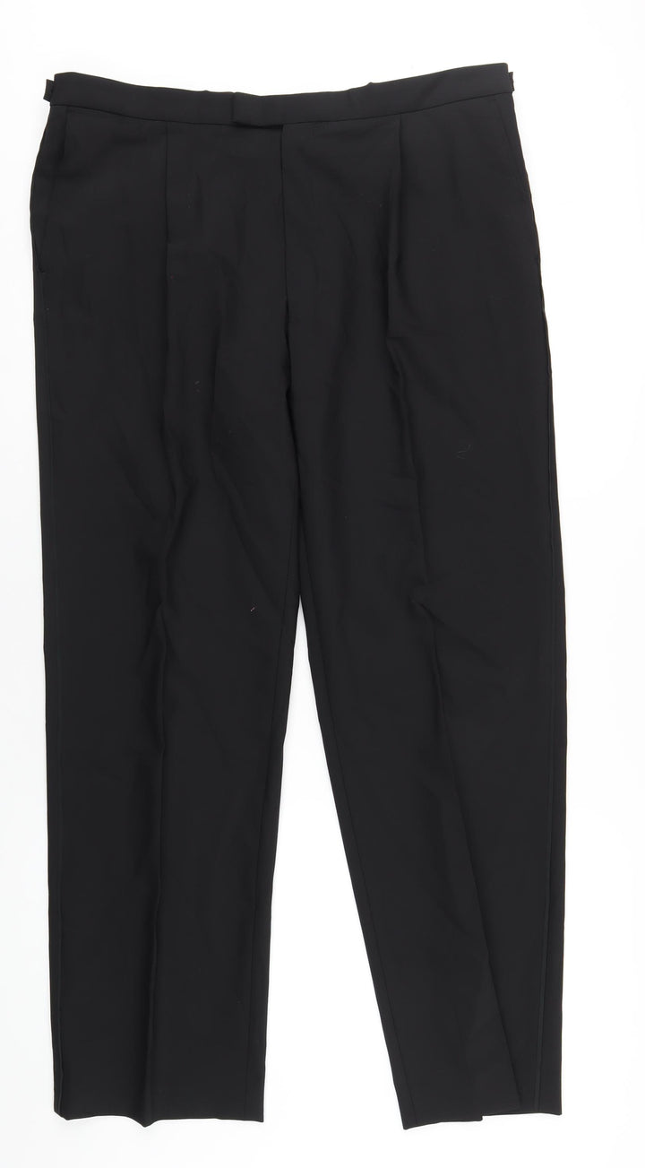 Marks and Spencer Mens Black Polyester Tuxedo Suit Trousers Size 40 Regular