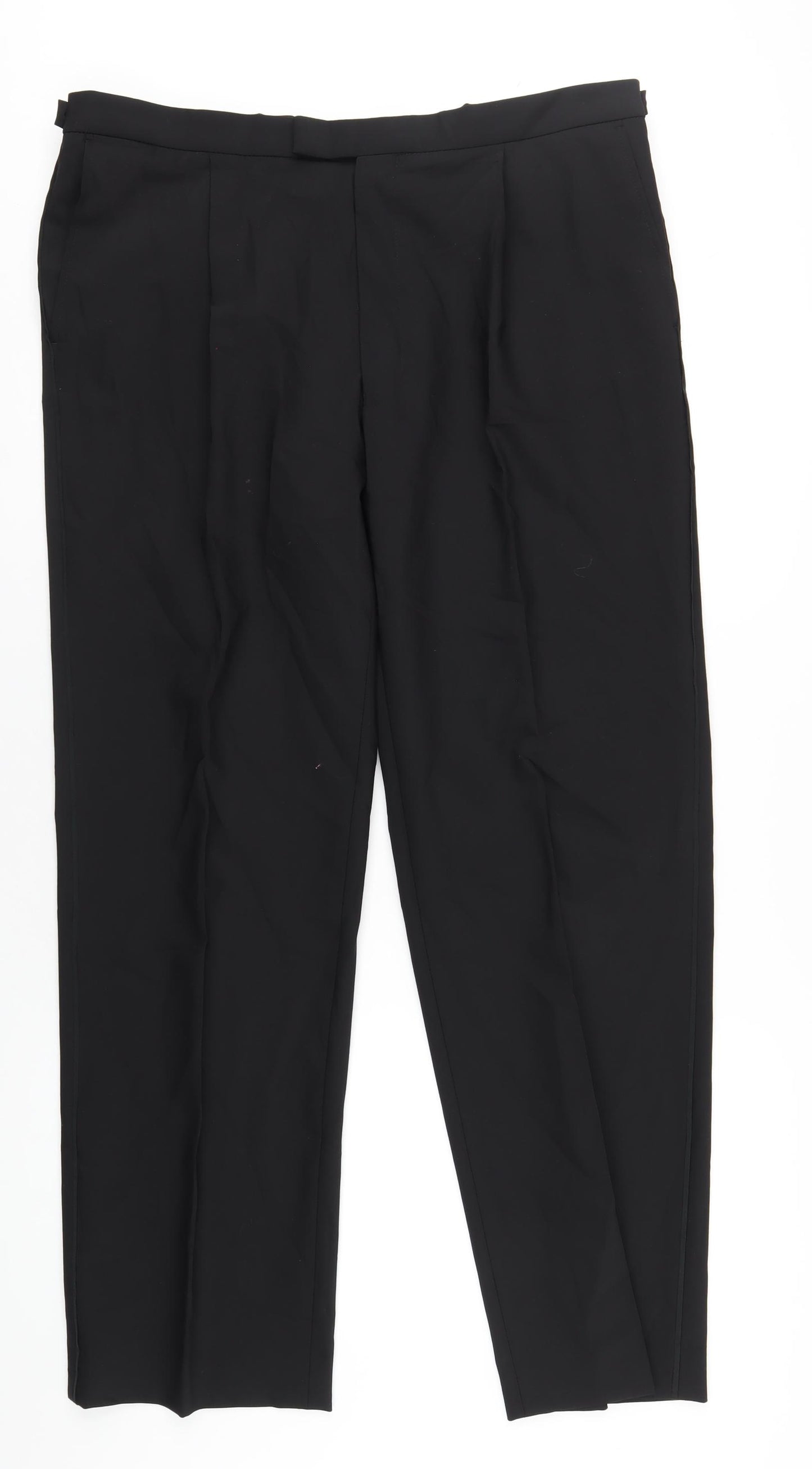 Marks and Spencer Mens Black Polyester Tuxedo Suit Trousers Size 40 Regular