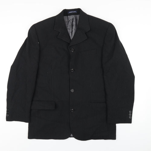 River Island Mens Black Striped Wool Jacket Blazer Size 38 Regular