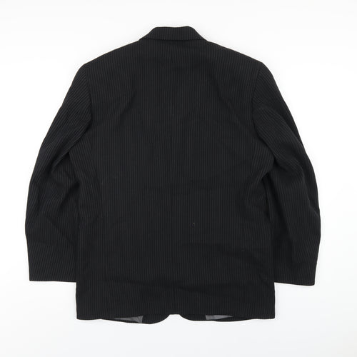 River Island Mens Black Striped Wool Jacket Blazer Size 38 Regular