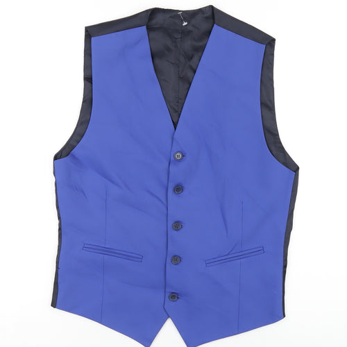 Boohoo Mens Blue Polyester Jacket Suit Waistcoat Size 36 Regular