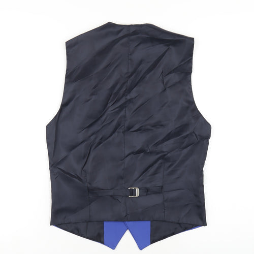 Boohoo Mens Blue Polyester Jacket Suit Waistcoat Size 36 Regular