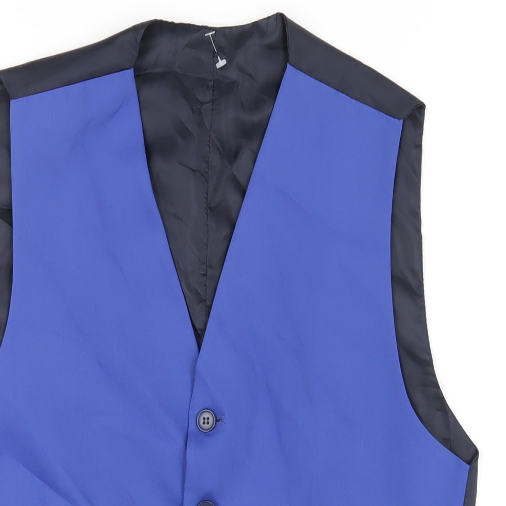 Boohoo Mens Blue Polyester Jacket Suit Waistcoat Size 36 Regular