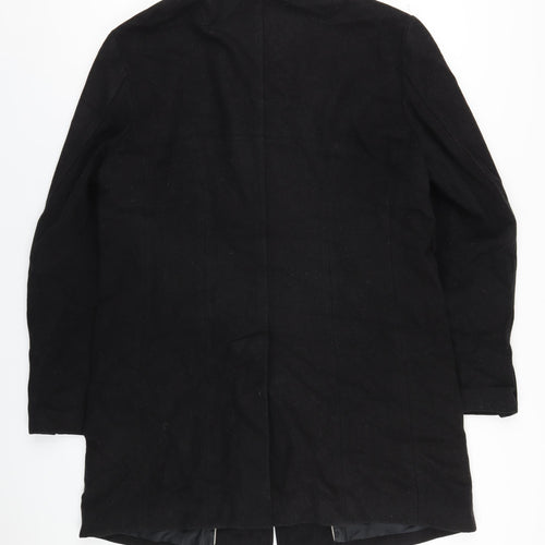 Marks and Spencer Mens Black Overcoat Coat Size M Button