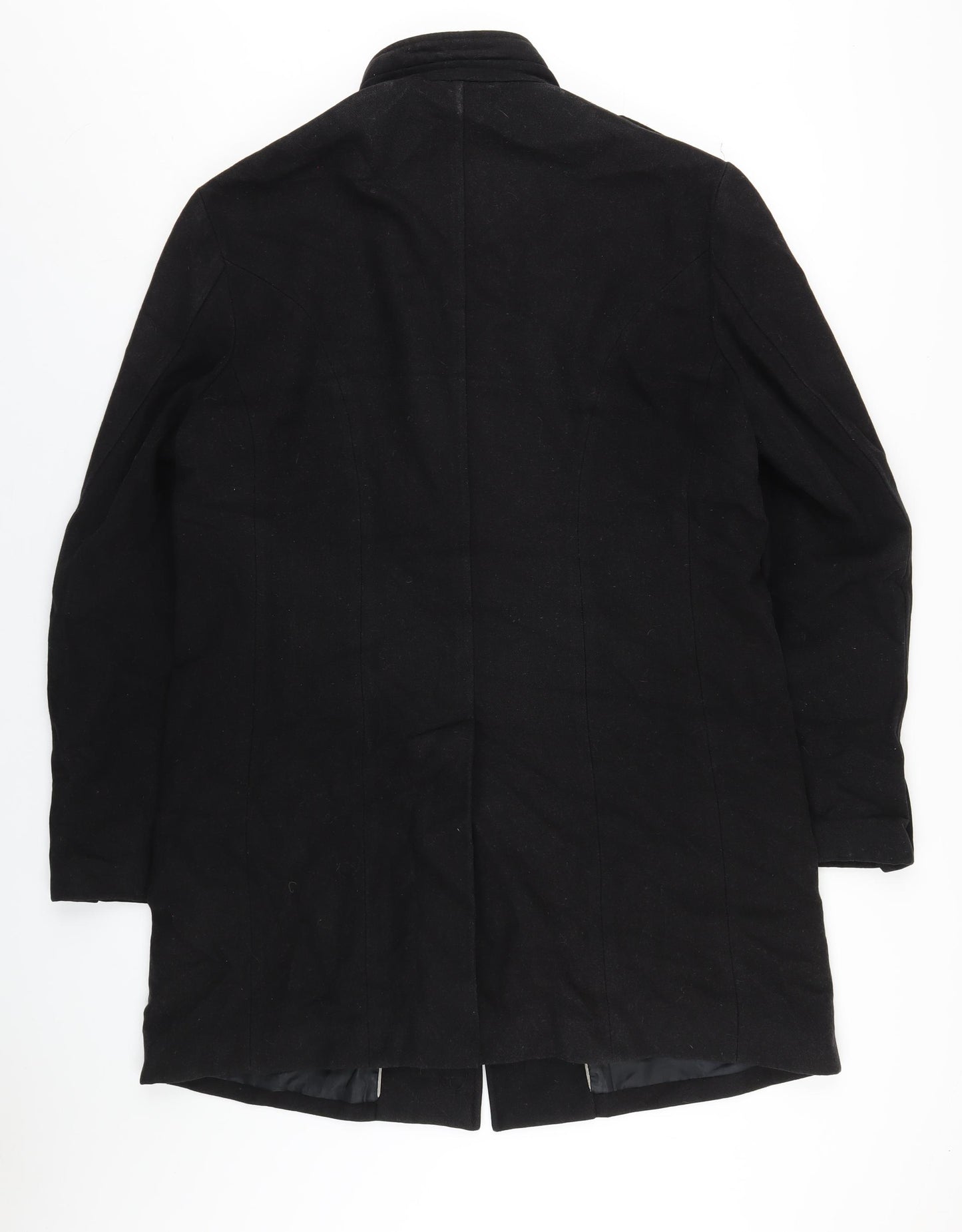 Marks and Spencer Mens Black Overcoat Coat Size M Button