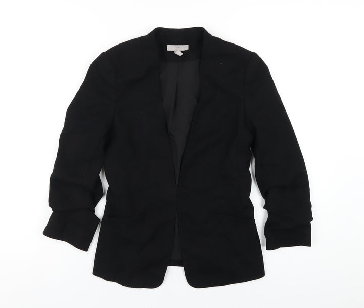 H&M Womens Black Polyester Jacket Blazer Size 8