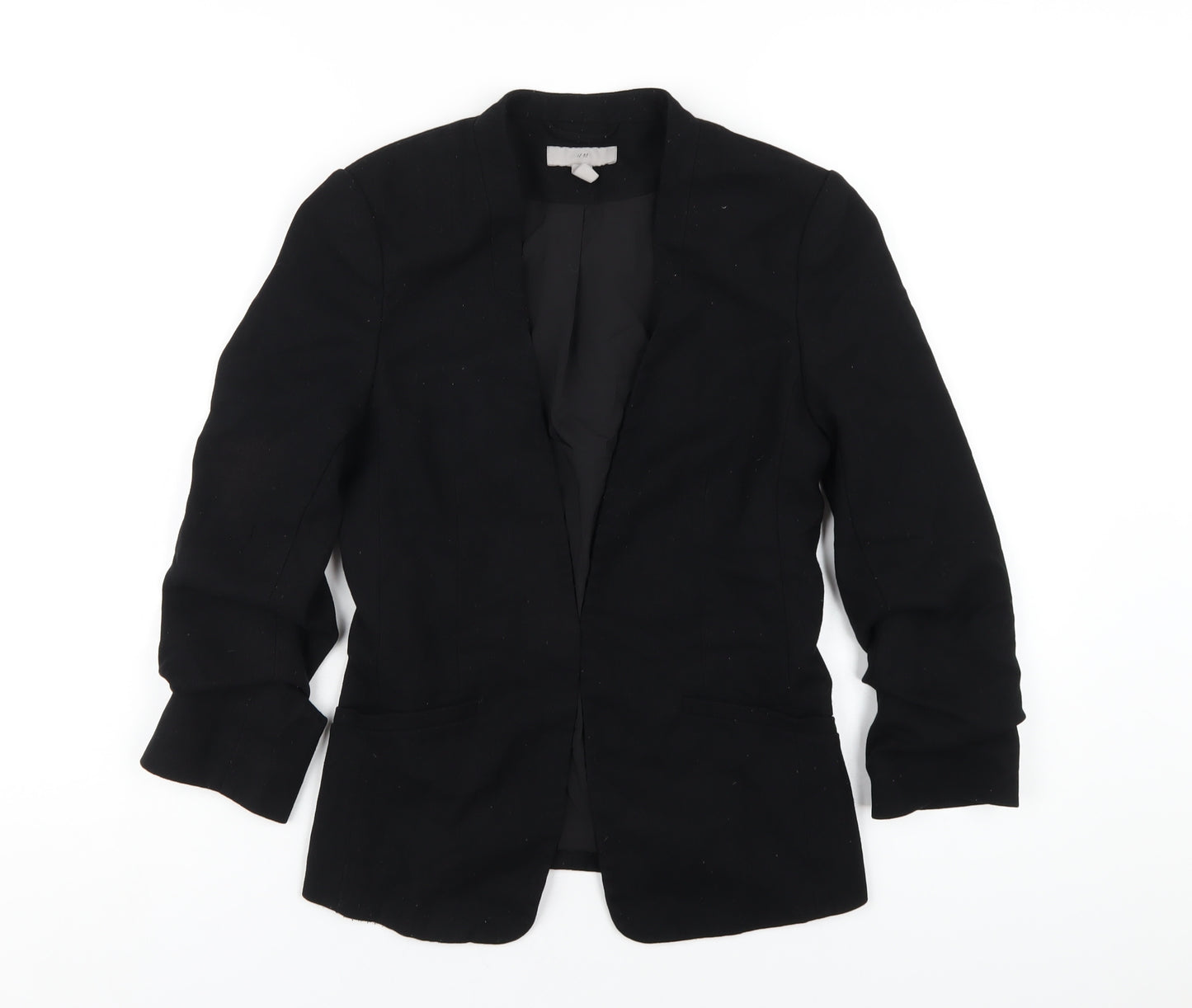 H&M Womens Black Polyester Jacket Blazer Size 8