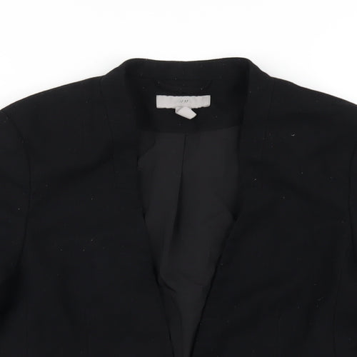 H&M Womens Black Polyester Jacket Blazer Size 8