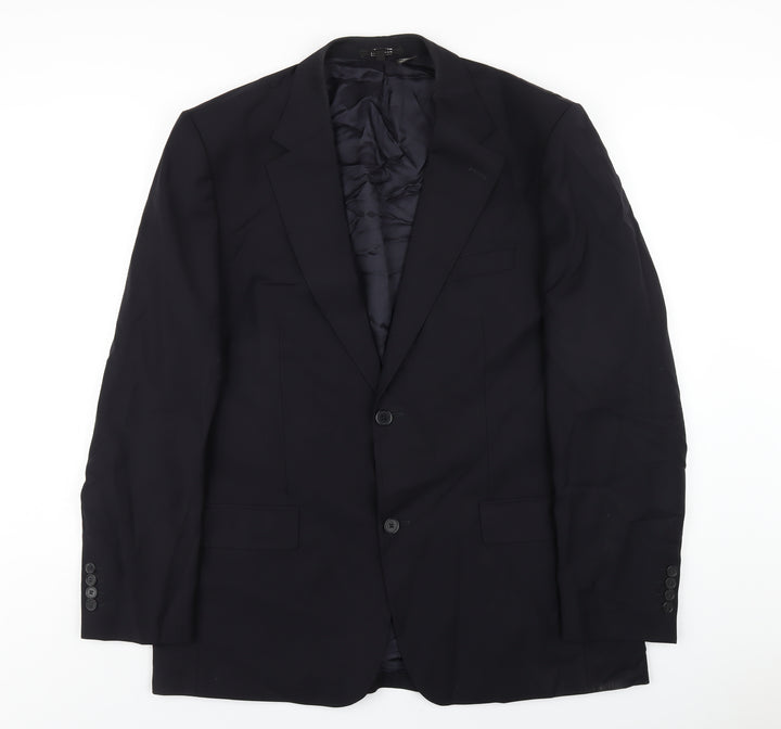 Zara Mens Blue Polyester Jacket Blazer Size 46 Regular