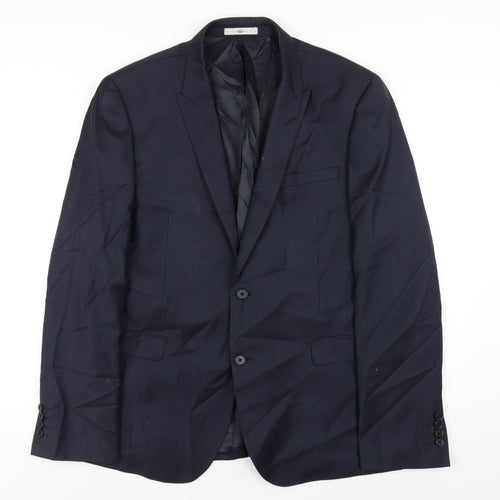 Hilton Weiner Mens Blue Wool Jacket Blazer Size 44 Regular