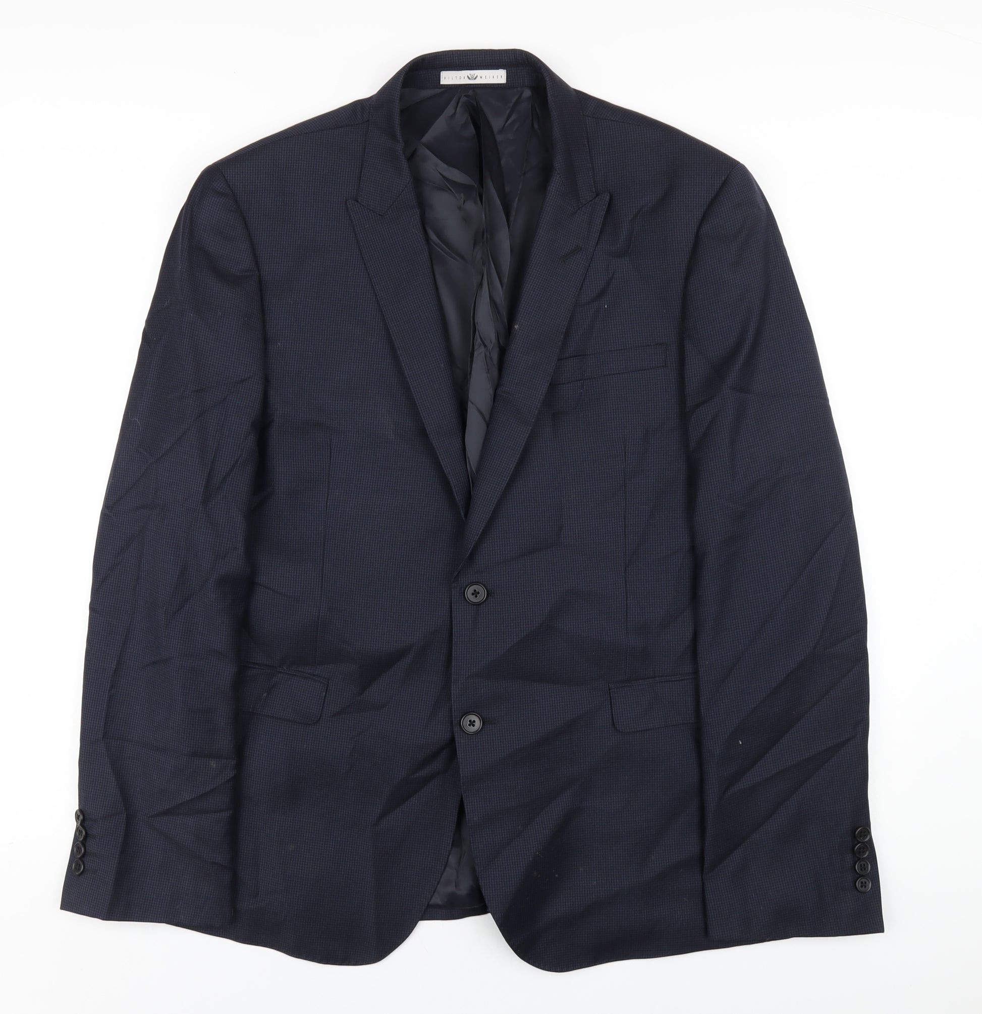 Hilton Weiner Mens Blue Wool Jacket Blazer Size 44 Regular – Preworn