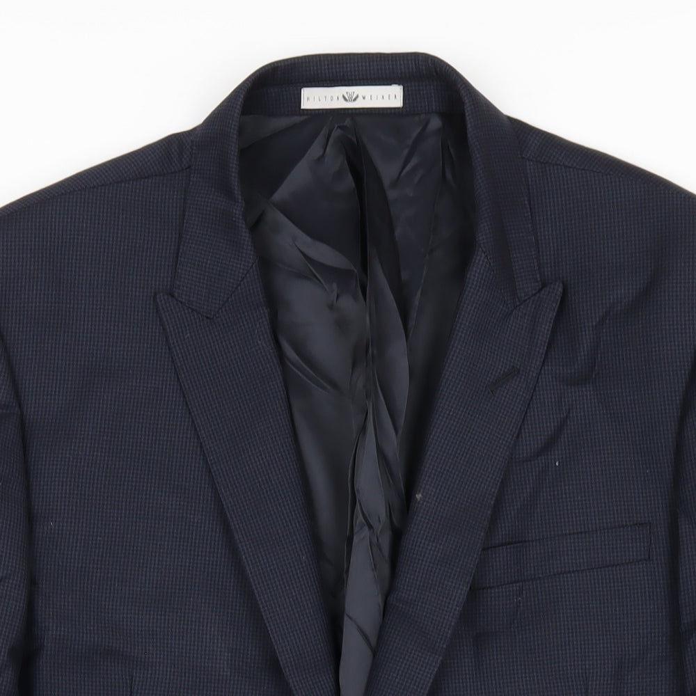 Hilton Weiner Mens Blue Wool Jacket Blazer Size 44 Regular – Preworn