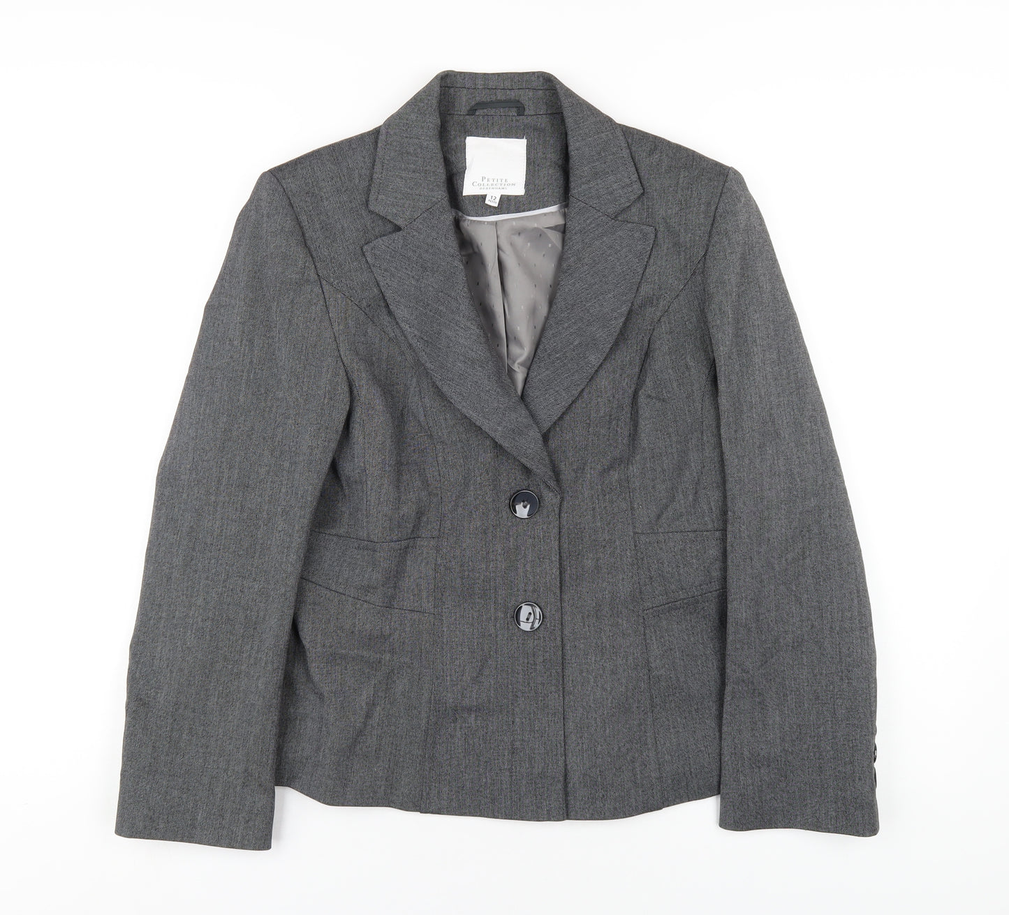 Debenhams Womens Grey Polyester Jacket Blazer Size 12