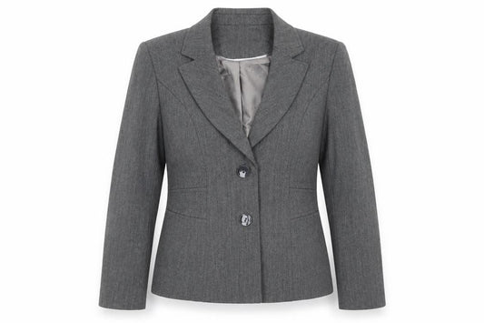 Front view of Debenhams women’s grey polyester jacket blazer, size UK 12