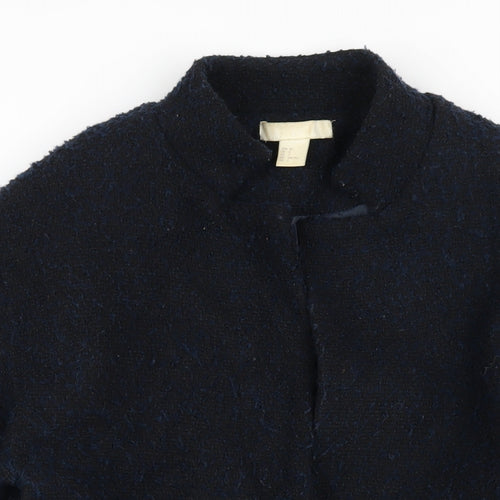 H&M Womens Blue Overcoat Coat Size 4 Snap