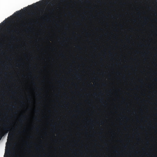 H&M Womens Blue Overcoat Coat Size 4 Snap