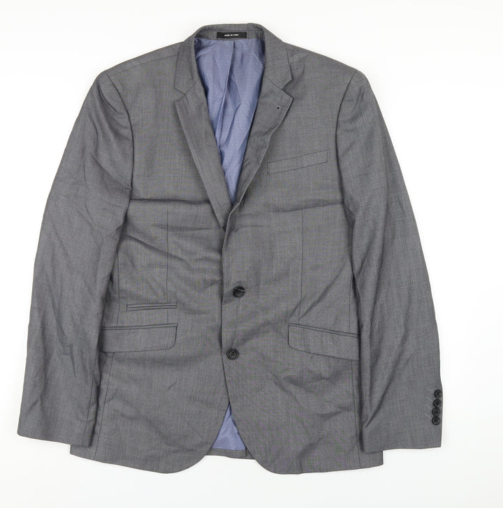 Cedar Wood State Mens Grey Polyester Jacket Blazer Size 40 Regular