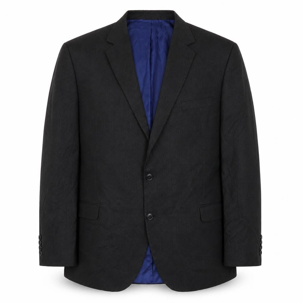 Front view of Marks & Spencer men’s grey polyester jacket blazer, size 48, regular