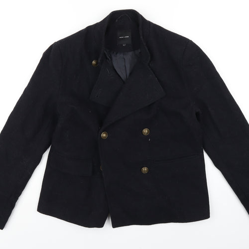 New Look Womens Blue Overcoat Coat Size 12 Button