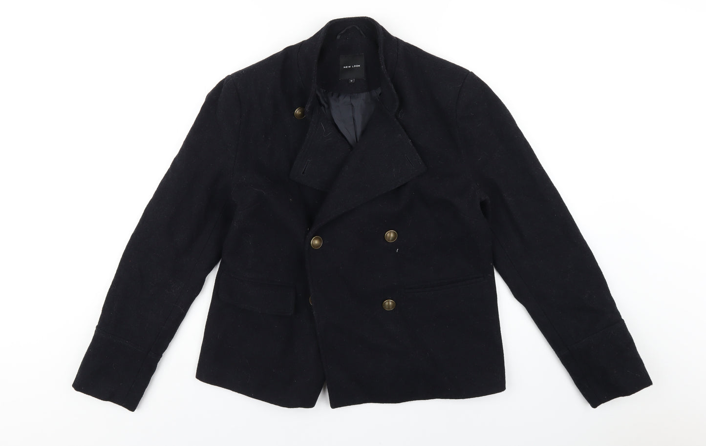 New Look Womens Blue Overcoat Coat Size 12 Button