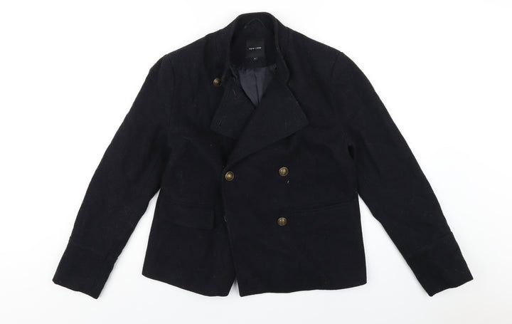 New Look Womens Blue Overcoat Coat Size 12 Button