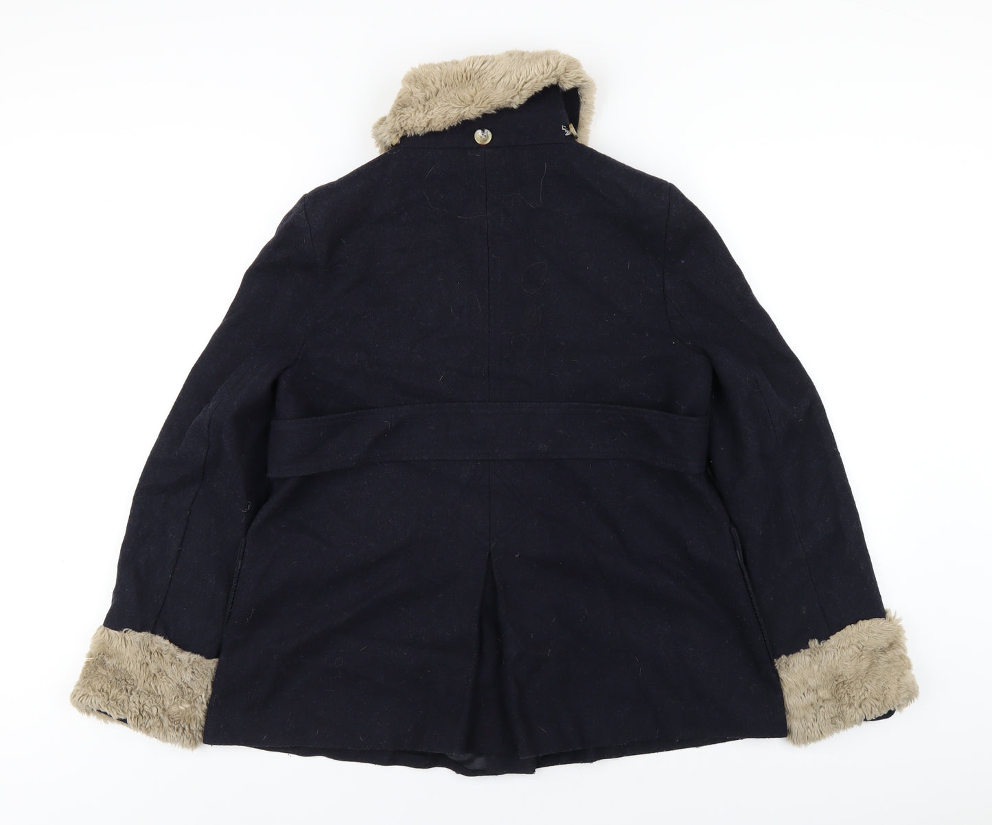 Topshop Womens Blue Overcoat Coat Size 10 Button