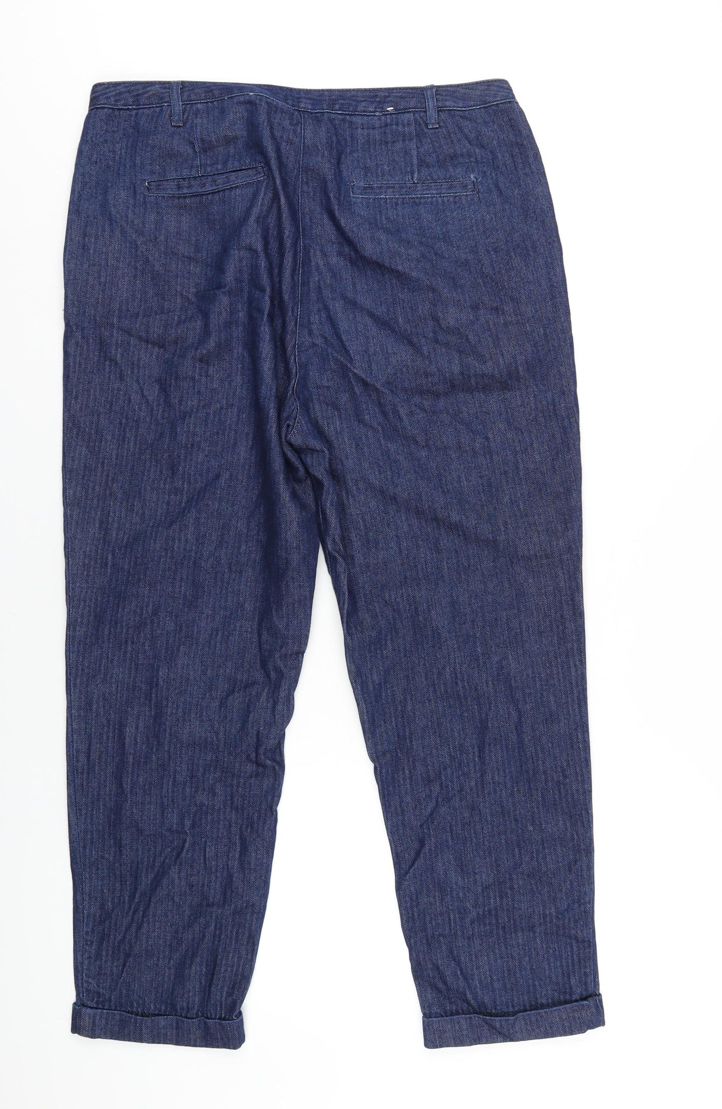 United Colors of Benetton Womens Blue Cotton Mom Jeans Size 14 L27 in Regular Zip