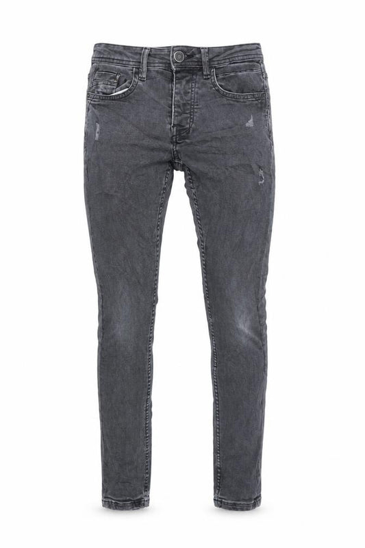 Front view of Denim & Co. women’s grey cotton skinny jeans, size UK 27, in, 32-inch leg regular button