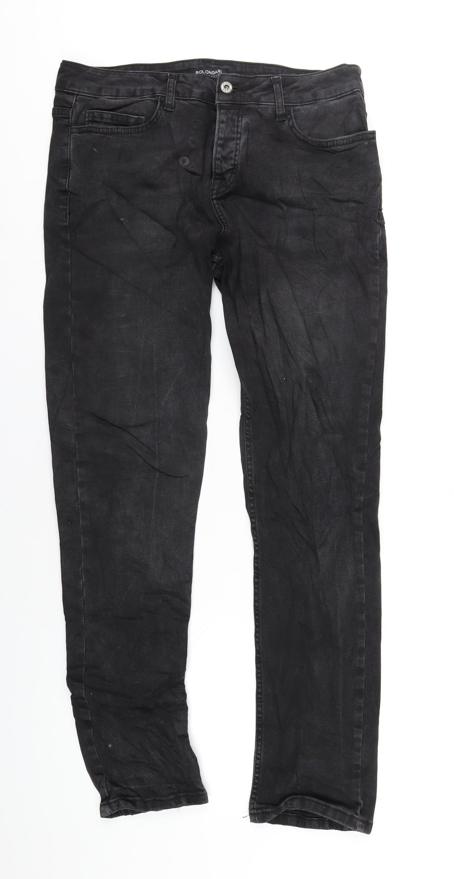 Bolongaro Trevor Mens Black Cotton Skinny Jeans Size 32 in L31 in Regular Button