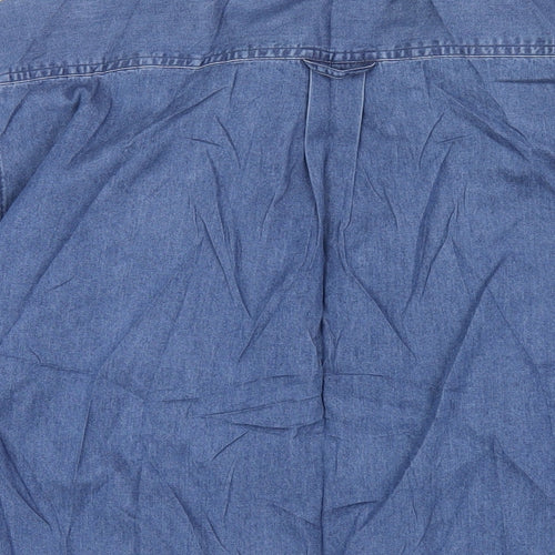 EWM Mens Blue Cotton Button-Up Size L Collared Button