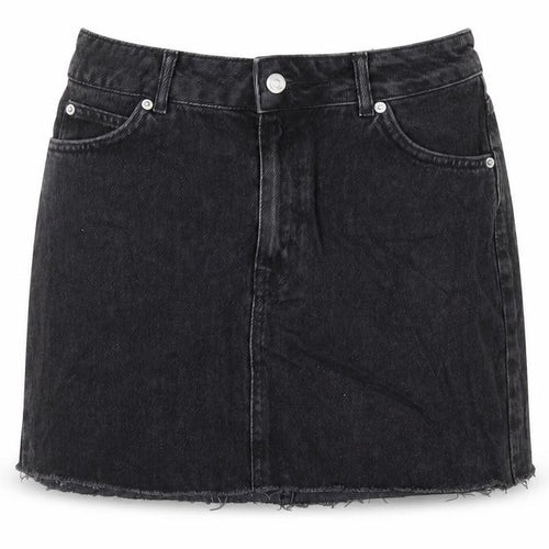 Topshop Womens Black Cotton A-Line Skirt Size 10 Zip