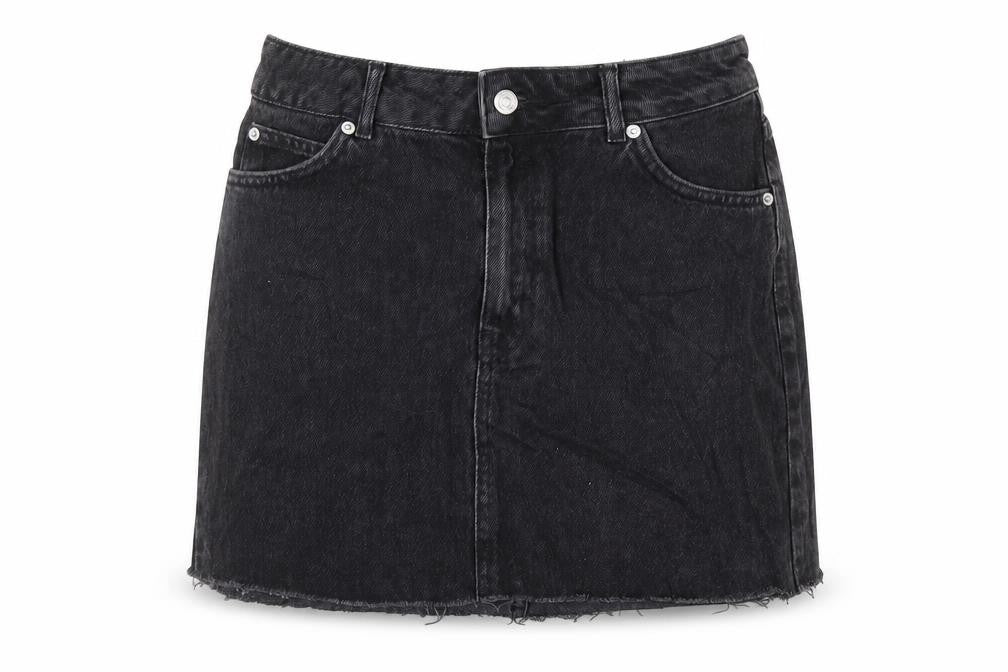 Topshop Womens Black Cotton A-Line Skirt Size 10 Zip