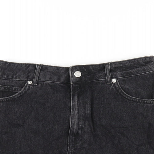 Topshop Womens Black Cotton A-Line Skirt Size 10 Zip