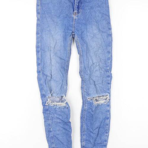 New Look Womens Blue Cotton Skinny Jeans Size 6 L25 in Regular Zip