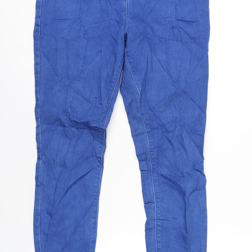 Matalan Womens Blue Cotton Skinny Jeans Size 14 L29 in Regular Zip