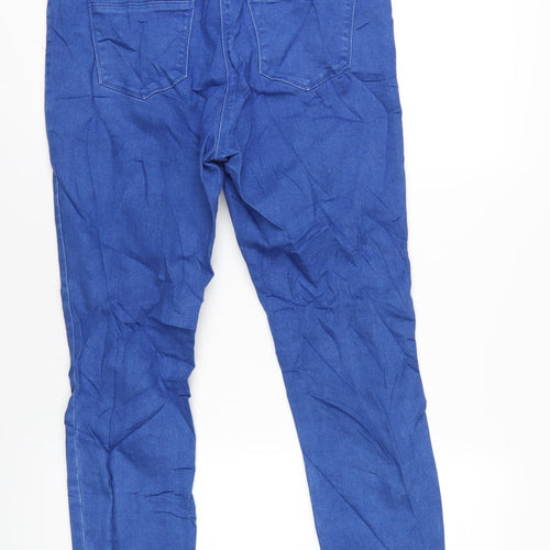 Matalan Womens Blue Cotton Skinny Jeans Size 14 L29 in Regular Zip
